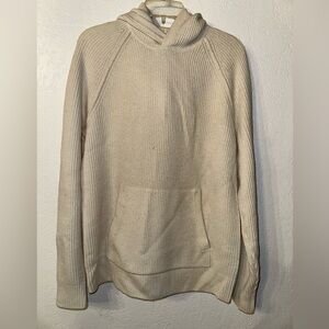 Banana Republic Sweater Men Medium Cream  Hoodie Knit Preppy Casual Wool Blend